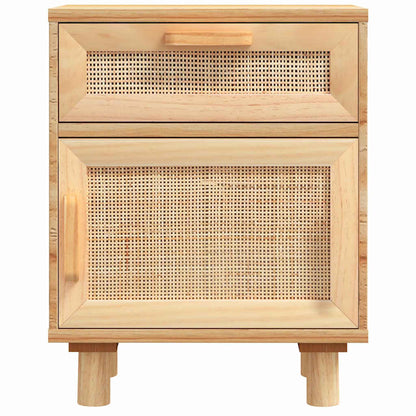 vidaXL Tables de chevet 2 pcs Marron Pin massif et rotin naturel