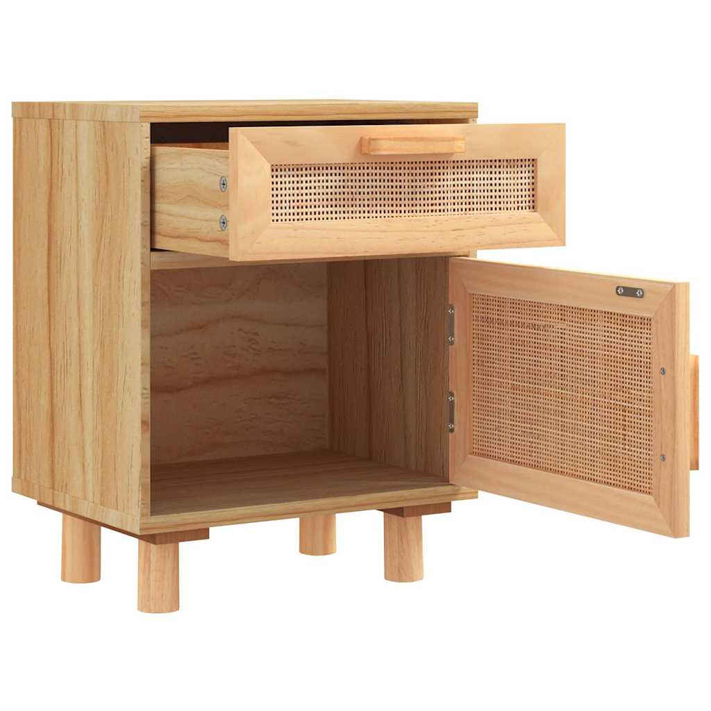 vidaXL Tables de chevet 2 pcs Marron Pin massif et rotin naturel