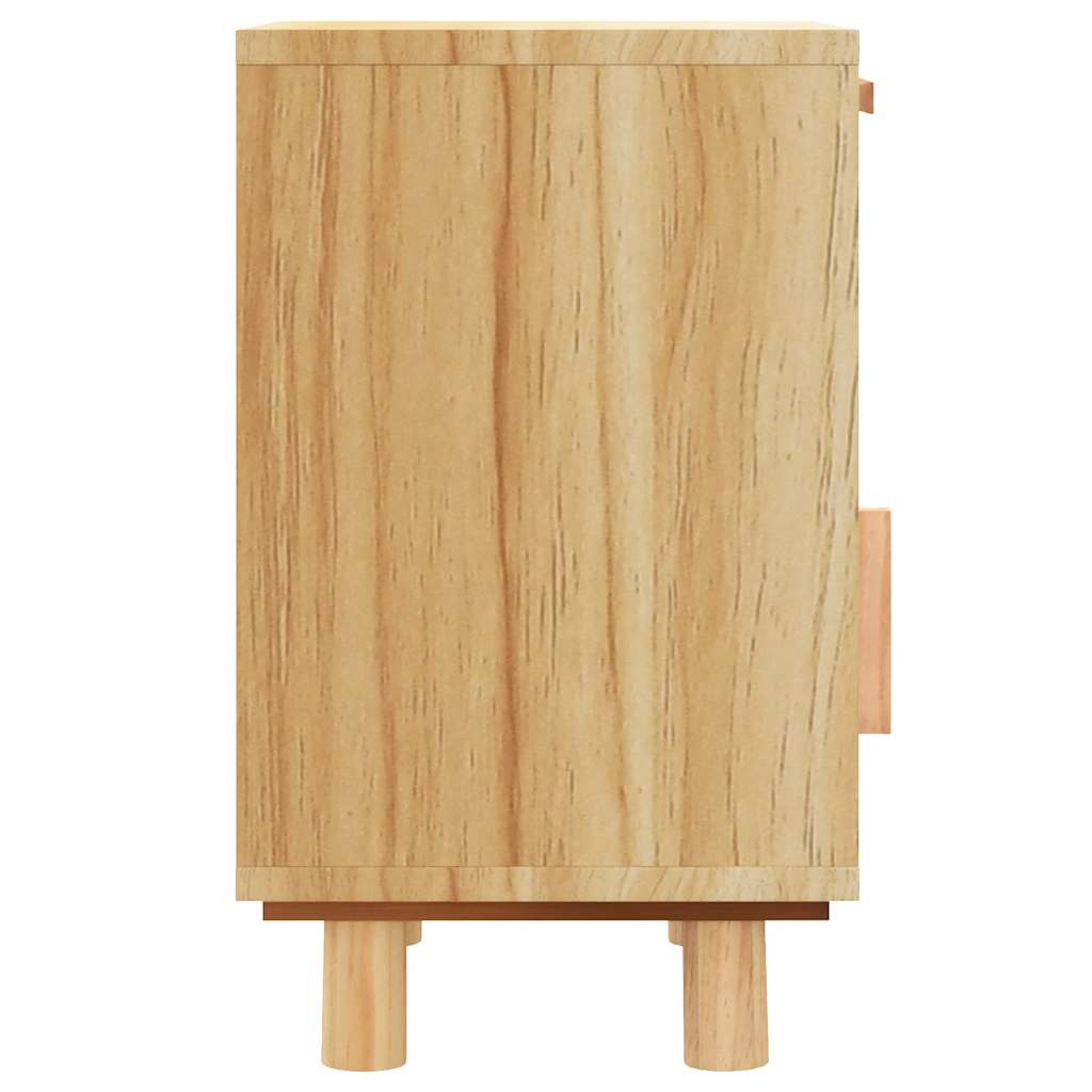 vidaXL Tables de chevet 2 pcs Marron Pin massif et rotin naturel