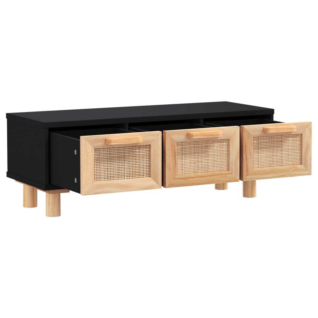 vidaXL Table basse noir 80x40x30 cm bois d'ingénierie et pin massif