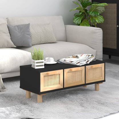 vidaXL Table basse noir 80x40x30 cm bois d'ingénierie et pin massif