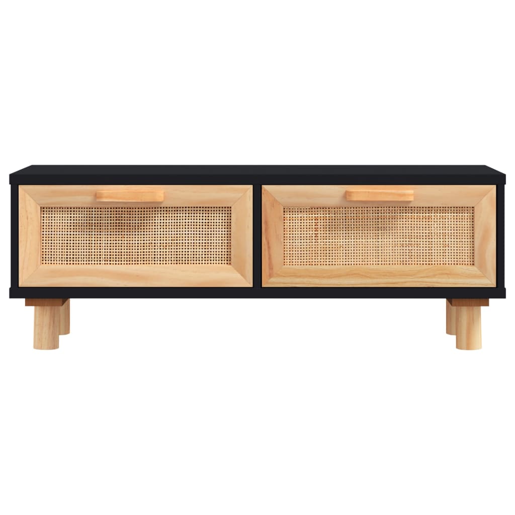 vidaXL Couchtisch Schwarz 80x40x30 cm Holzwerkstoff Massivholz Kiefer