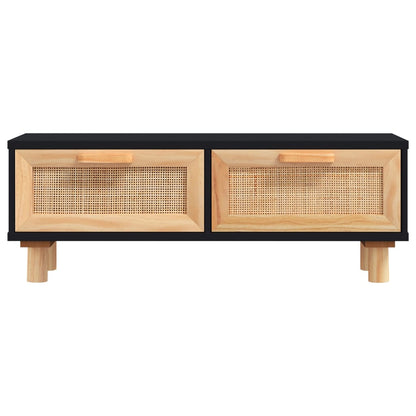 vidaXL Couchtisch Schwarz 80x40x30 cm Holzwerkstoff Massivholz Kiefer