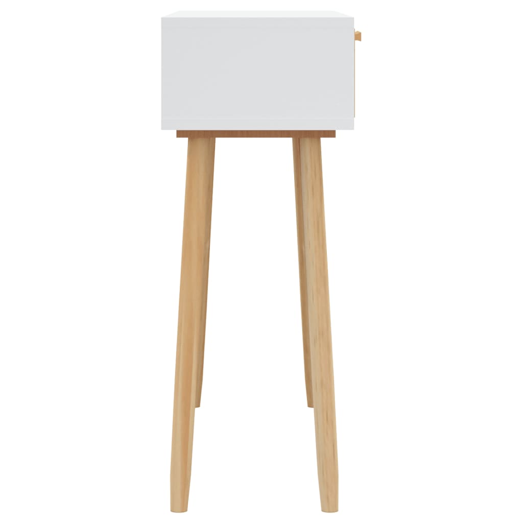 vidaXL Console Blanche 80x30x75 cm Bois de pin massif Rotin naturel