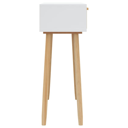 vidaXL Console Blanche 80x30x75 cm Bois de pin massif Rotin naturel