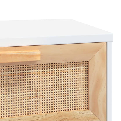 vidaXL Console Blanche 80x30x75 cm Bois de pin massif Rotin naturel