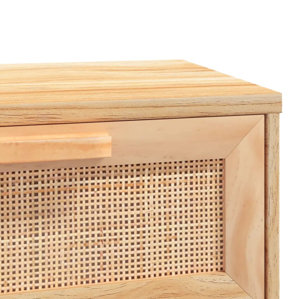 vidaXL Console marron 80x30x75 cm en bois de pin massif et rotin naturel