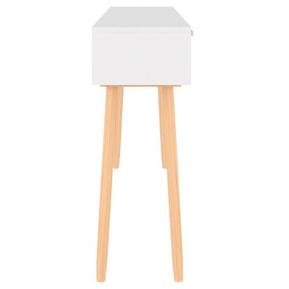 vidaXL Console Blanche 105x30x75 cm Bois de pin massif Rotin naturel