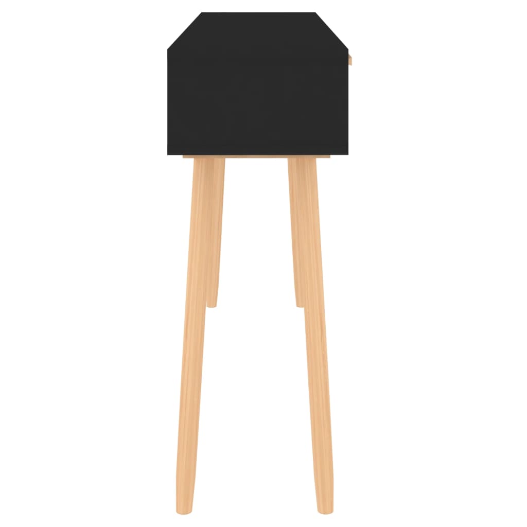 vidaXL Console Noir 105x30x75 cm Bois de manguier massif et rotin naturel