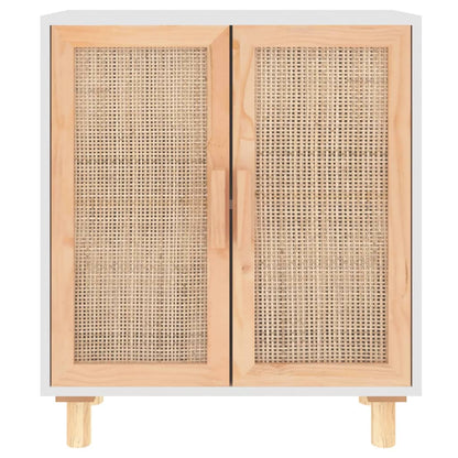 vidaXL Buffet blanc 60x30x70 cm en bois de pin massif et rotin naturel