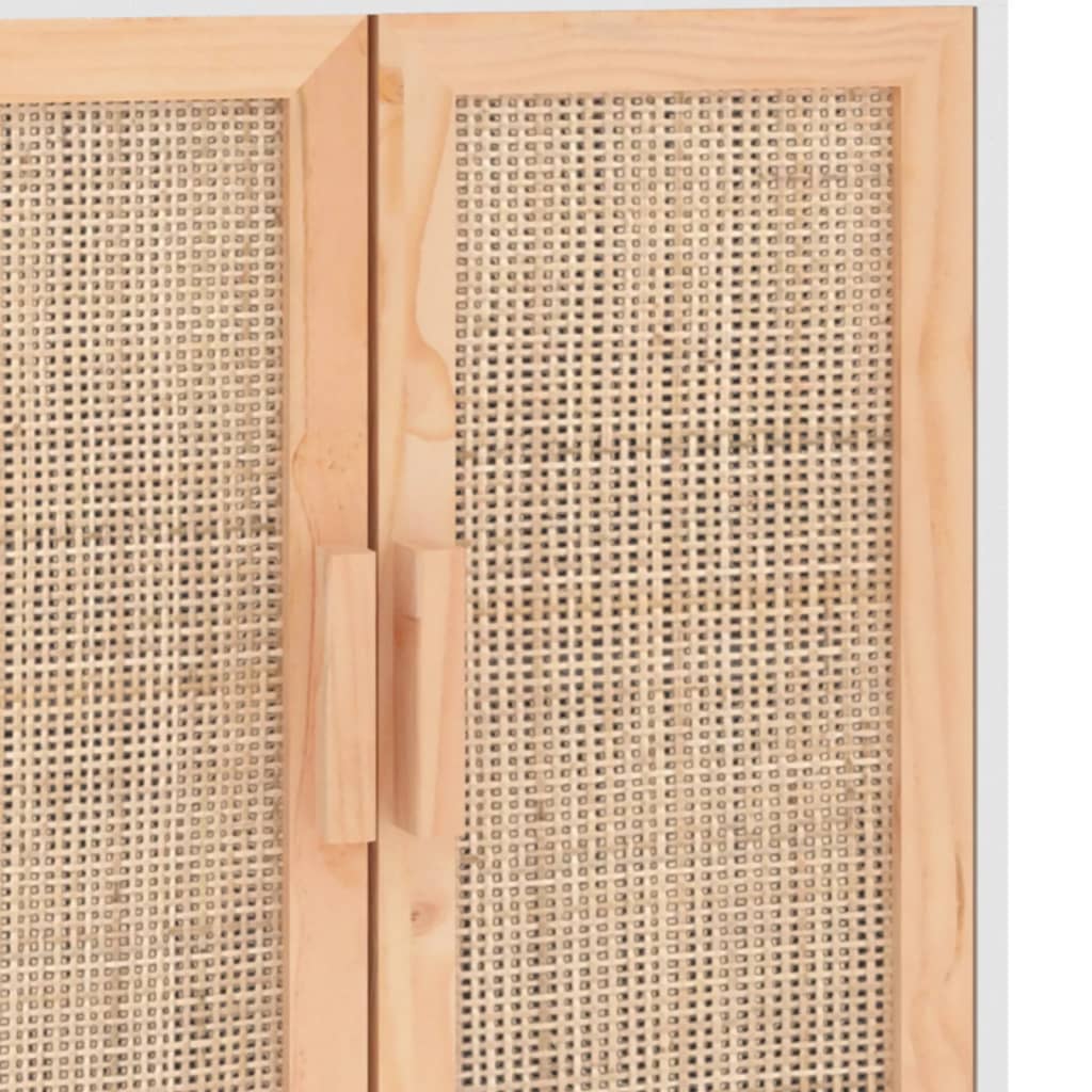 vidaXL Buffet blanc 60x30x70 cm en bois de pin massif et rotin naturel