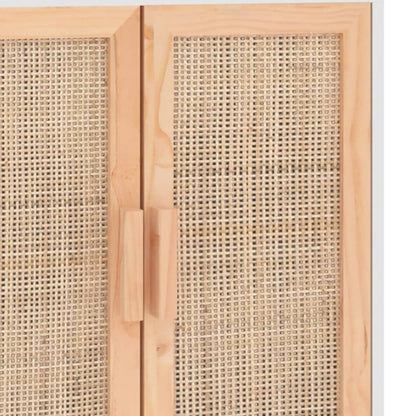 vidaXL Buffet blanc 60x30x70 cm en bois de pin massif et rotin naturel
