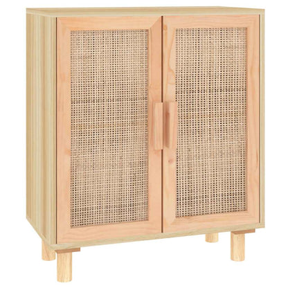 vidaXL Buffet marron 60x30x70 cm bois de pin massif et rotin naturel