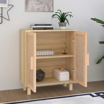vidaXL Buffet marron 60x30x70 cm bois de pin massif et rotin naturel