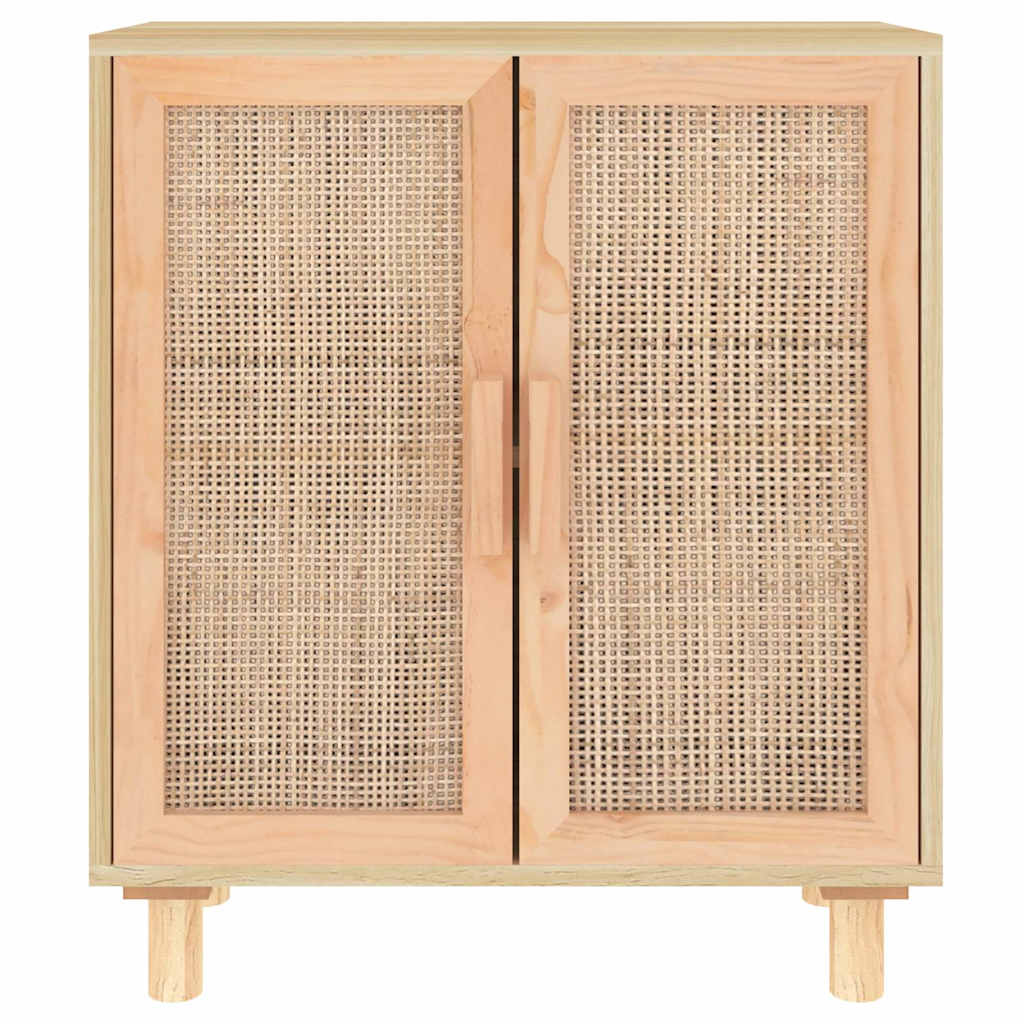 vidaXL Buffet marron 60x30x70 cm bois de pin massif et rotin naturel