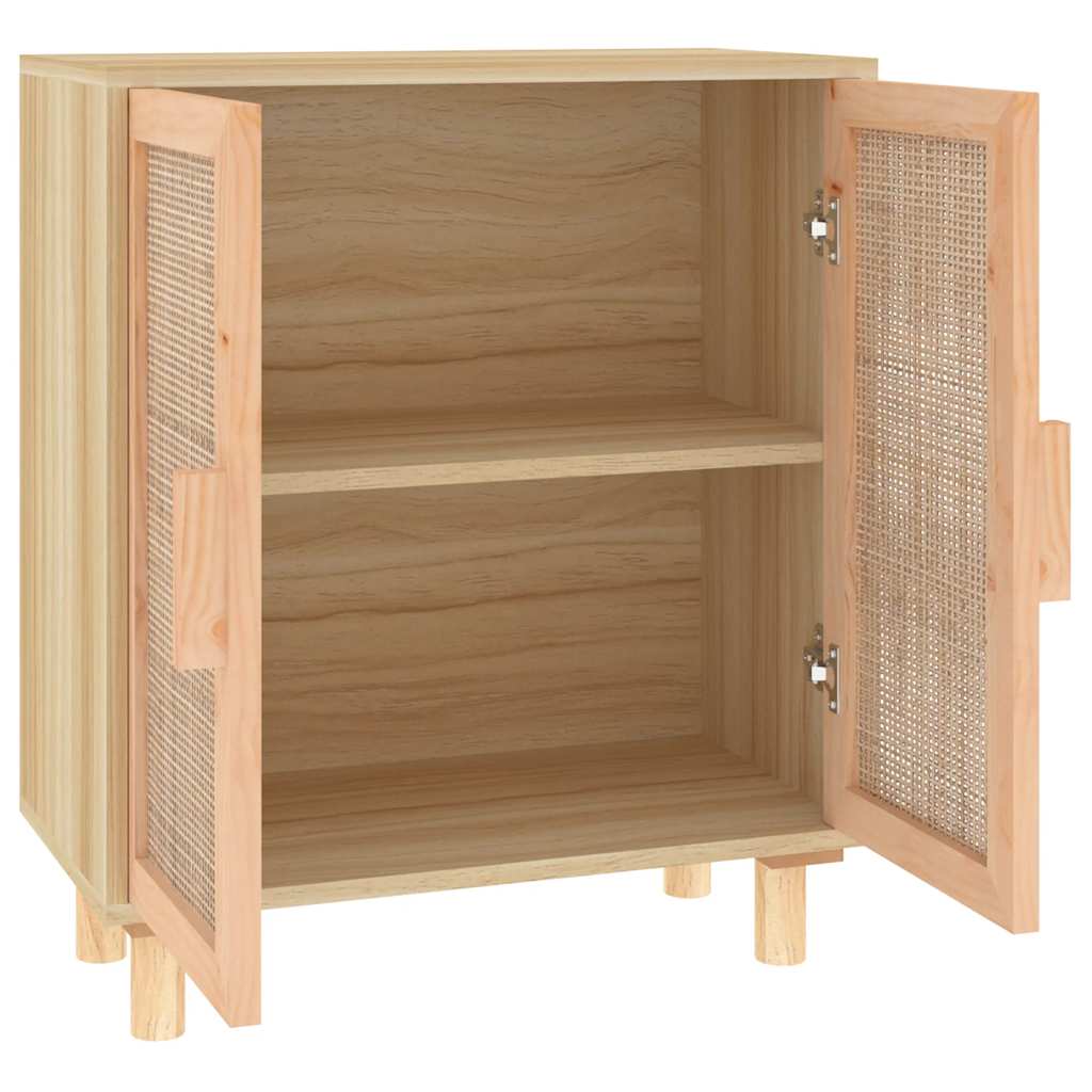 vidaXL Buffet marron 60x30x70 cm bois de pin massif et rotin naturel