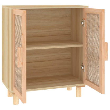vidaXL Buffet marron 60x30x70 cm bois de pin massif et rotin naturel