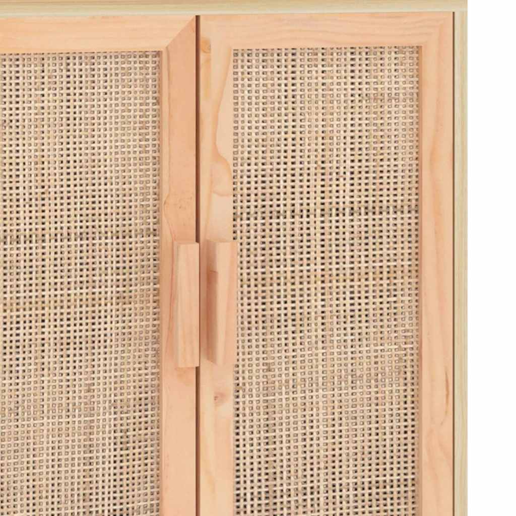 vidaXL Buffet marron 60x30x70 cm bois de pin massif et rotin naturel