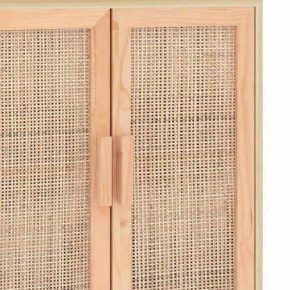 vidaXL Buffet marron 60x30x70 cm bois de pin massif et rotin naturel