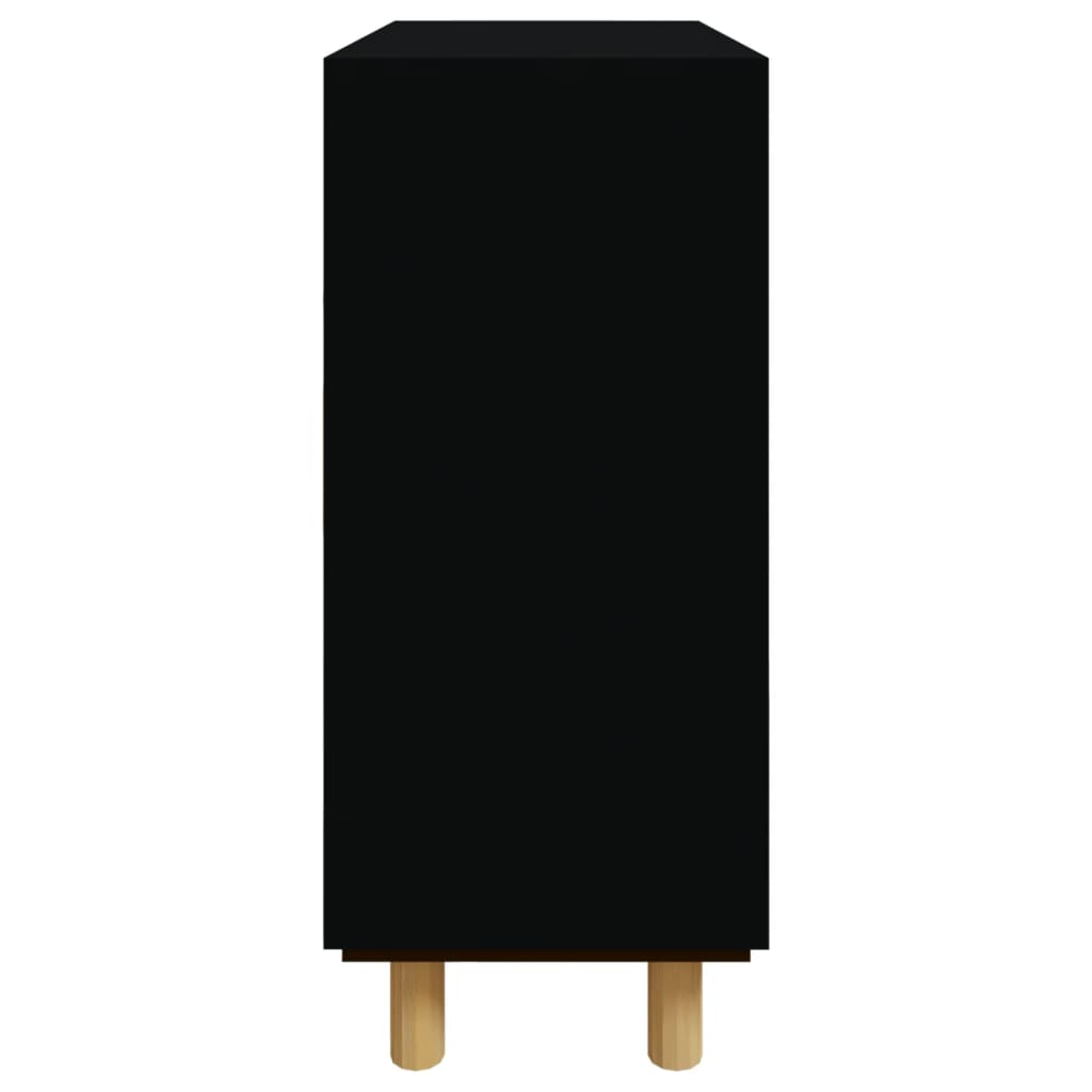vidaXL Buffet noir 60x30x70 cm Bois de pin massif et rotin naturel
