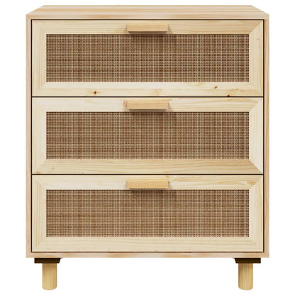 vidaXL Buffet marron 60x30x70 cm bois de pin massif et rotin naturel