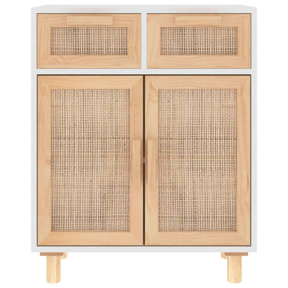 vidaXL Bahut blanc 60x30x75 cm pin massif et rotin naturel