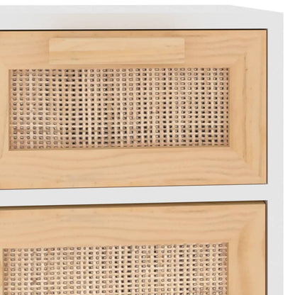 vidaXL Bahut blanc 60x30x75 cm pin massif et rotin naturel