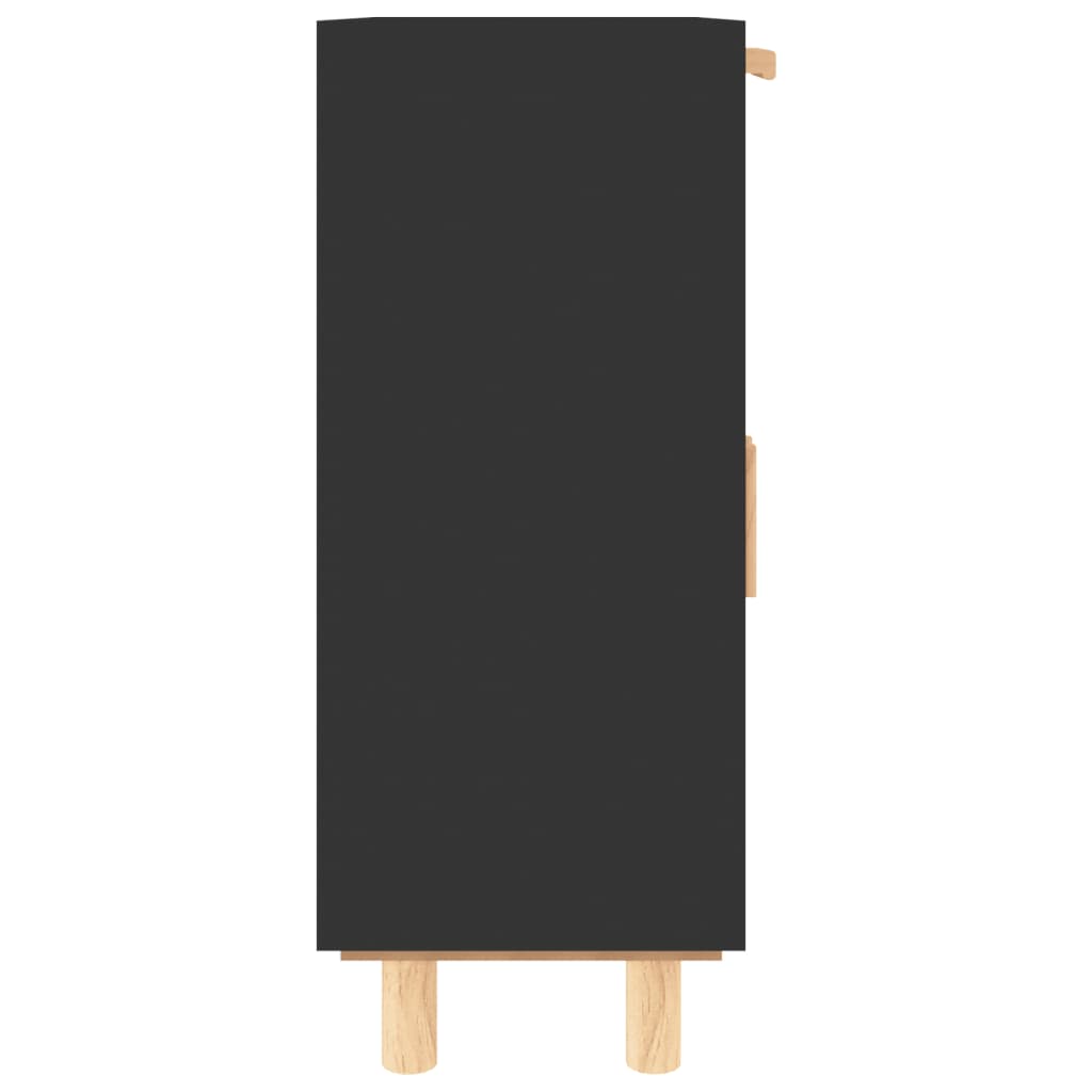vidaXL Buffet noir 60x30x75cm bois de pin massif et rotin naturel