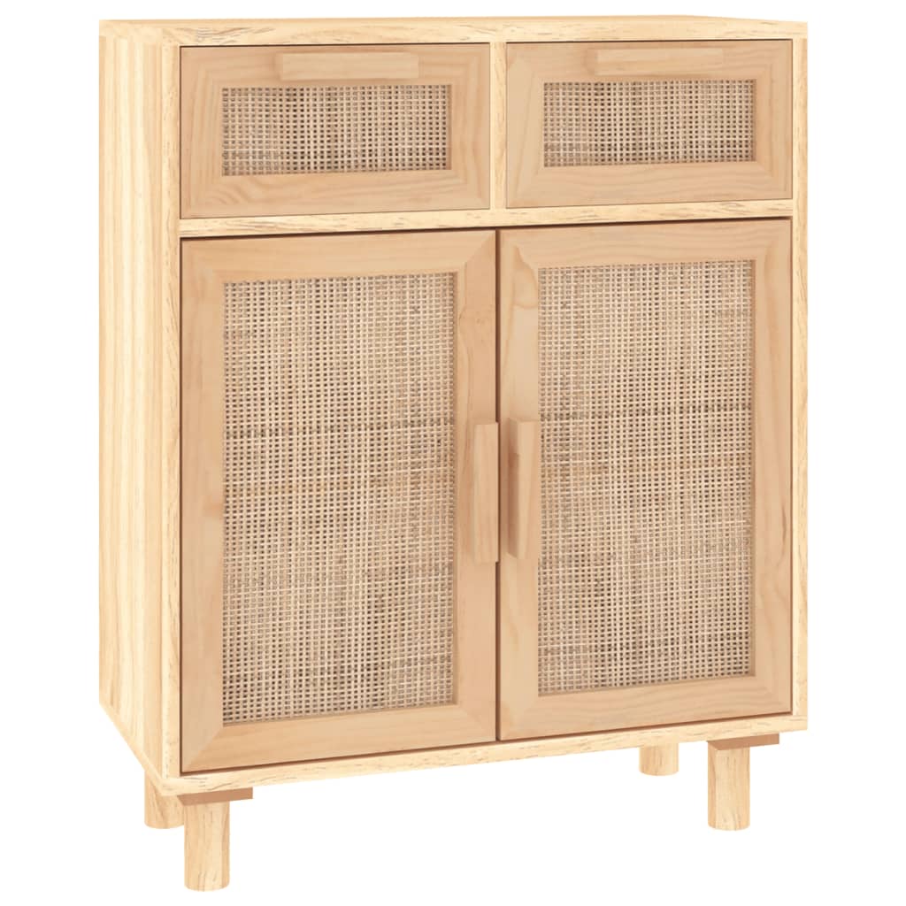 vidaXL Buffet marron 60x30x75 cm en pin massif et rotin naturel