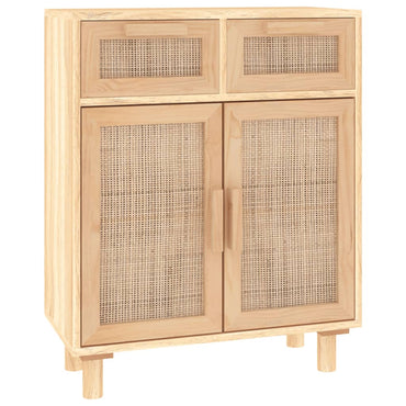vidaXL Buffet marron 60x30x75 cm en pin massif et rotin naturel