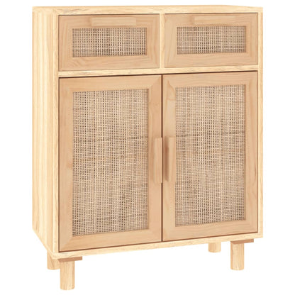vidaXL Buffet marron 60x30x75 cm en pin massif et rotin naturel