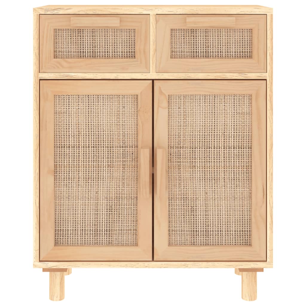 vidaXL Buffet marron 60x30x75 cm en pin massif et rotin naturel