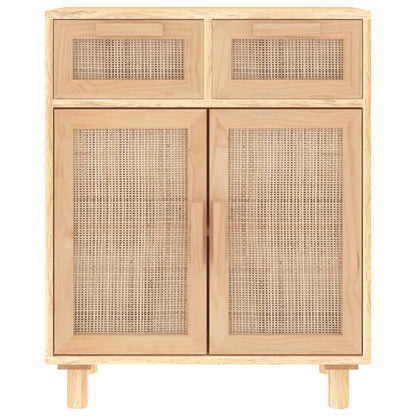 vidaXL Buffet marron 60x30x75 cm en pin massif et rotin naturel