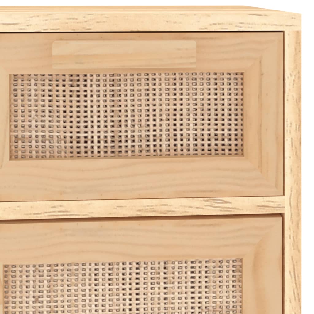 vidaXL Buffet marron 60x30x75 cm en pin massif et rotin naturel