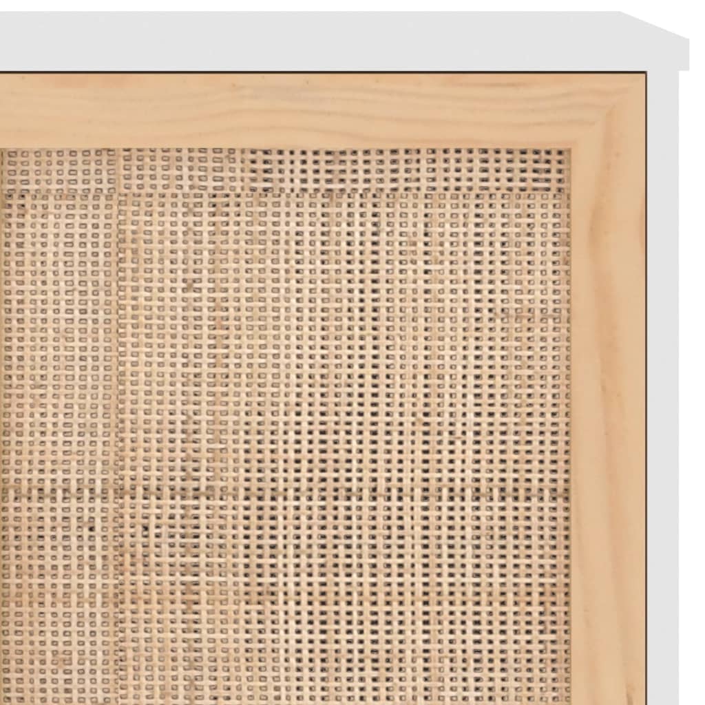 vidaXL Buffet blanc 105x30x60 cm bois de pin massif et rotin naturel