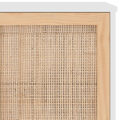 vidaXL Buffet blanc 105x30x60 cm bois de pin massif et rotin naturel