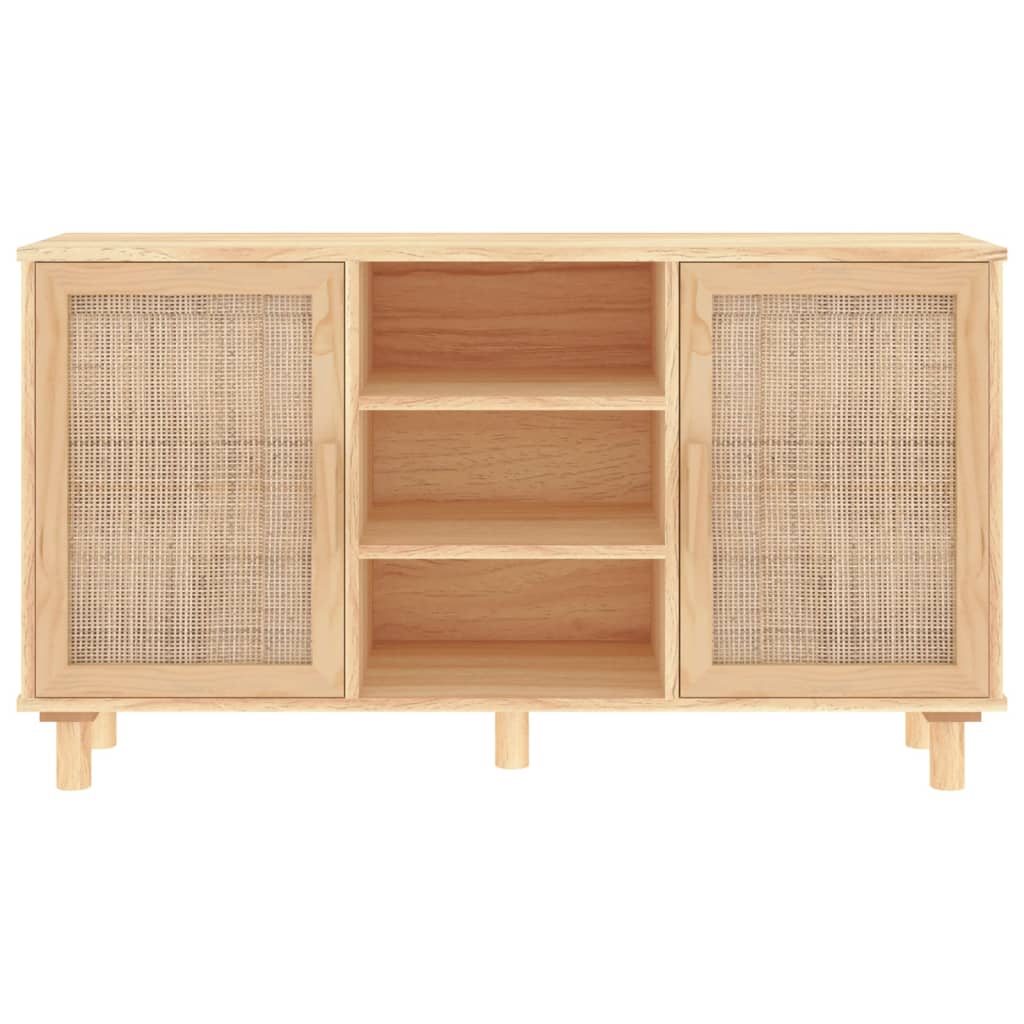 vidaXL Buffet marron 105x30x60 cm bois de pin massif et rotin naturel