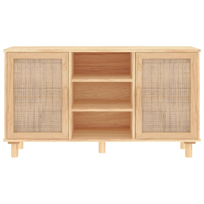 vidaXL Buffet marron 105x30x60 cm bois de pin massif et rotin naturel