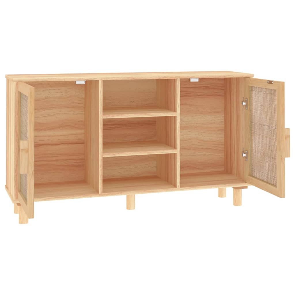 vidaXL Buffet marron 105x30x60 cm bois de pin massif et rotin naturel