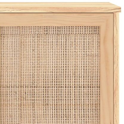 vidaXL Buffet marron 105x30x60 cm bois de pin massif et rotin naturel