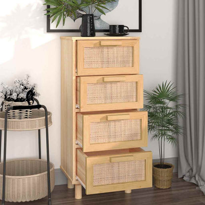 vidaXL Buffet marron 40x30x90 cm Bois de pin massif et rotin naturel