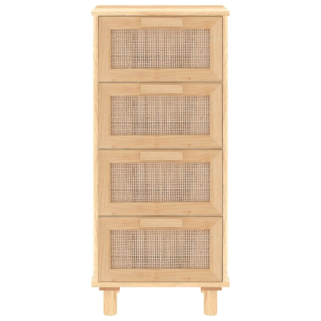 vidaXL Buffet marron 40x30x90 cm Bois de pin massif et rotin naturel