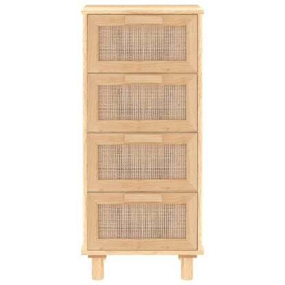 vidaXL Buffet marron 40x30x90 cm Bois de pin massif et rotin naturel