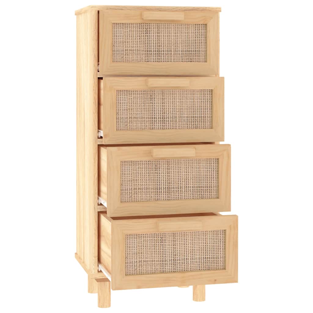 vidaXL Buffet marron 40x30x90 cm Bois de pin massif et rotin naturel