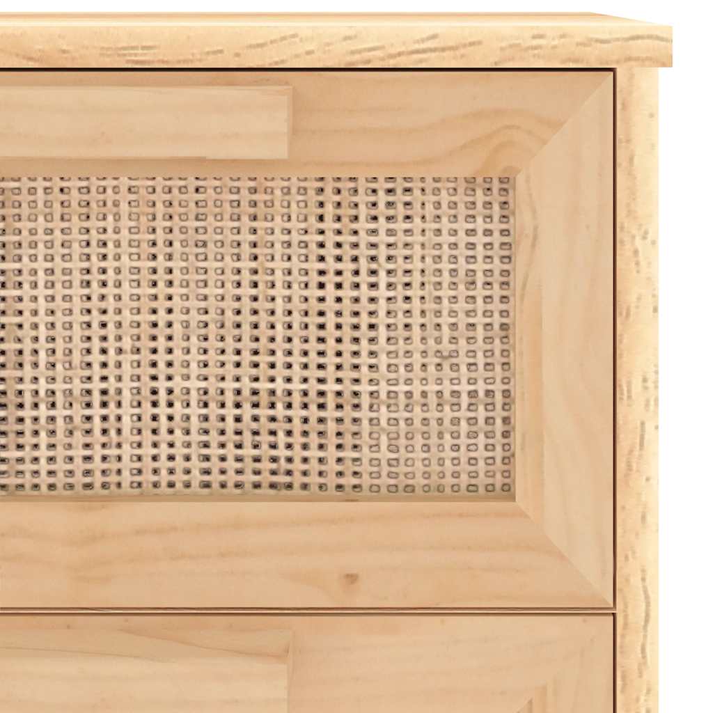 vidaXL Buffet marron 40x30x90 cm Bois de pin massif et rotin naturel