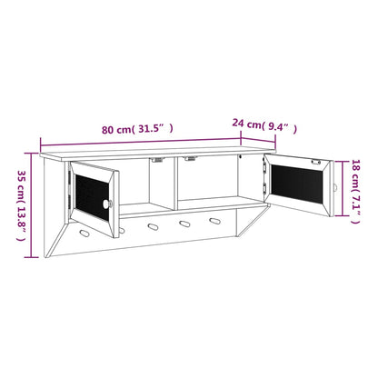 vidaXL Wandgarderobe Weiß Holzwerkstoff und Rattan Natur