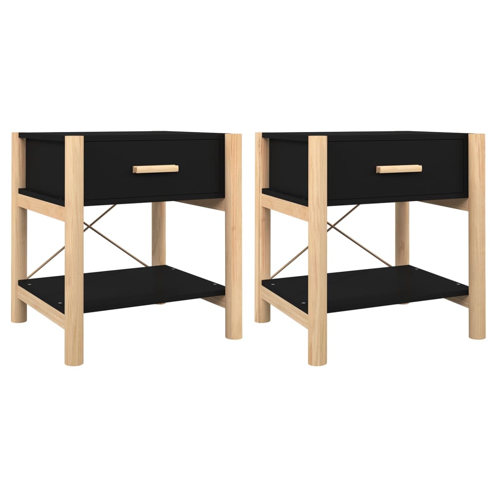 vidaXL Tables de chevet 2 pcs Noir 42x38x45 cm Bois d'ingénierie