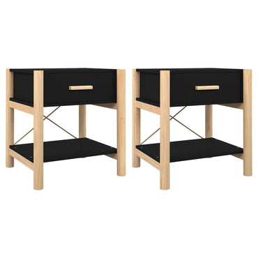 vidaXL Tables de chevet 2 pcs Noir 42x38x45 cm Bois d'ingénierie