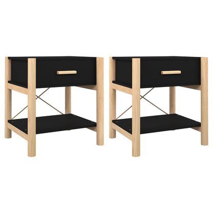 vidaXL Tables de chevet 2 pcs Noir 42x38x45 cm Bois d'ingénierie