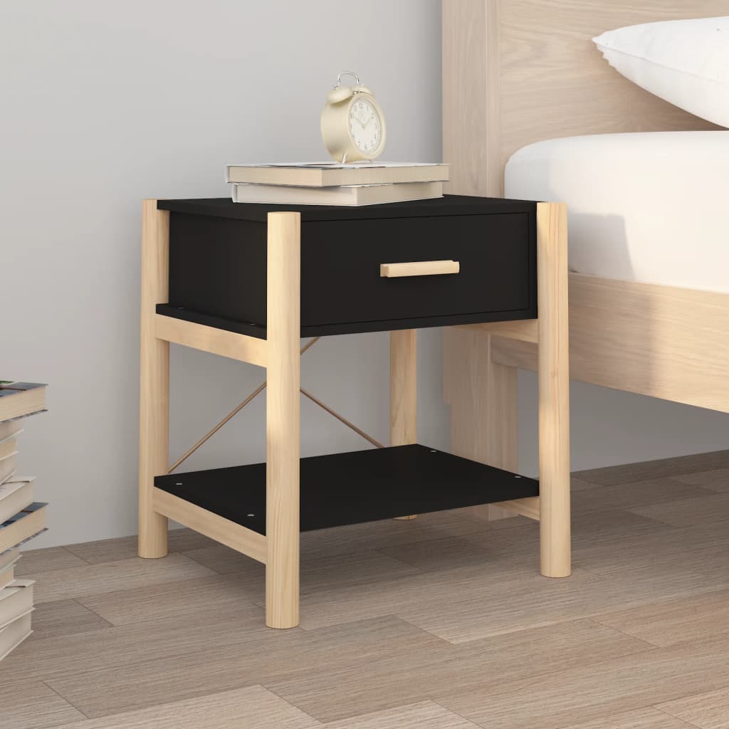 vidaXL Tables de chevet 2 pcs Noir 42x38x45 cm Bois d'ingénierie